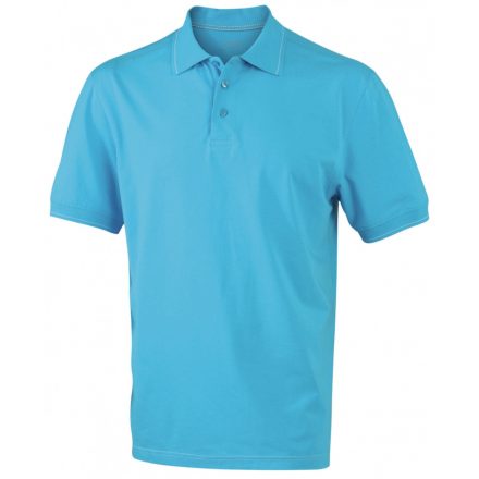 James&Nicholson J&N Men's Elastic Polo galléros póló JN569 aqua/white   vízkék/fehér 3XL