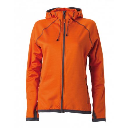 James&Nicholson Hooded Fleece női kapucnis pulóver JN570 dark-orange/carbon L