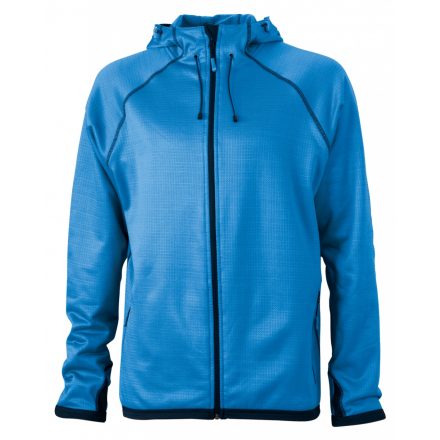 James&Nicholson Hooded Fleece kapucnis pulóver JN571 aqua/navy   vízkék/sötétkék 3XL