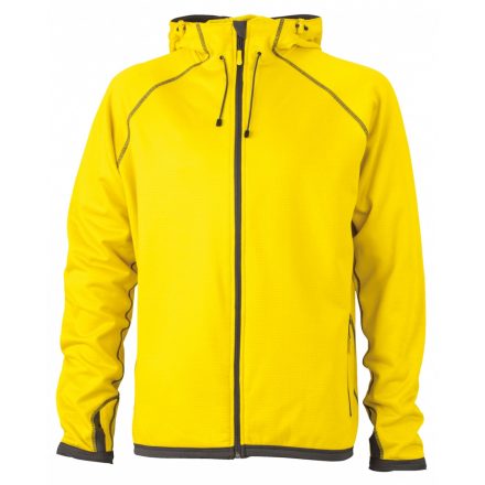 James&Nicholson Hooded Fleece kapucnis pulóver JN571 yellow/carbon 3XL