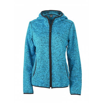 James&Nicholson J&N Ladies' Knitted Fleece Hoody JN588 blue-melange/black L