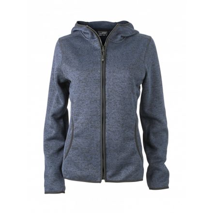 James&Nicholson J&N Ladies' Knitted Fleece Hoody JN588 denim-melange/black M