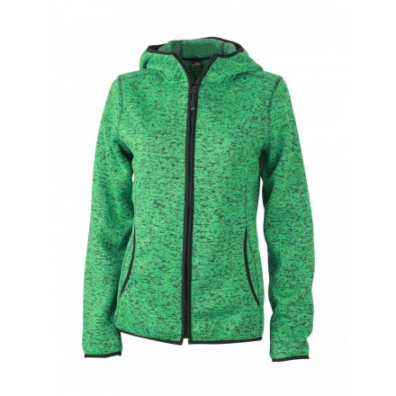 James&Nicholson J&N Ladies' Knitted Fleece Hoody JN588 green-melange/black L