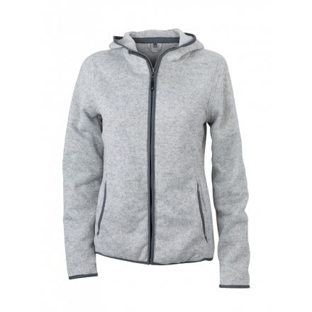 James&Nicholson J&N Ladies' Knitted Fleece Hoody JN588 light-melange/carbon L