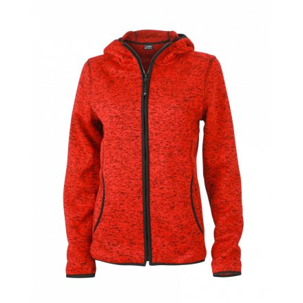 James&Nicholson J&N Ladies' Knitted Fleece Hoody JN588 red-melange/black L