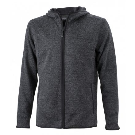 James&Nicholson J&N Men's Knitted Fleece Hoody JN589 dark-melange/black L