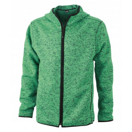 James&Nicholson J&N Men's Knitted Fleece Hoody JN589 green-melange/black L