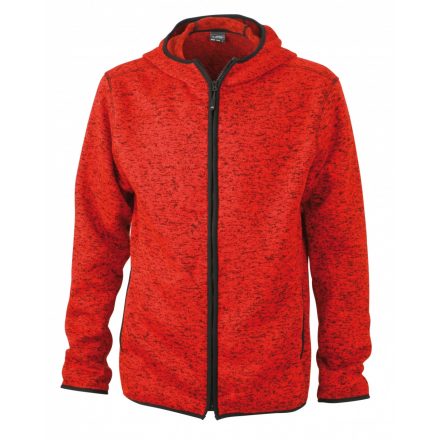 James&Nicholson J&N Men's Knitted Fleece Hoody JN589 red-melange/black 3XL