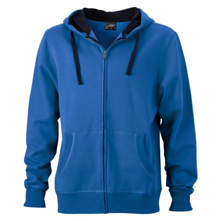 James&Nicholson Men's Hooded cipzáras-kapucnis pulóver JN595 cobalt/navy 3XL