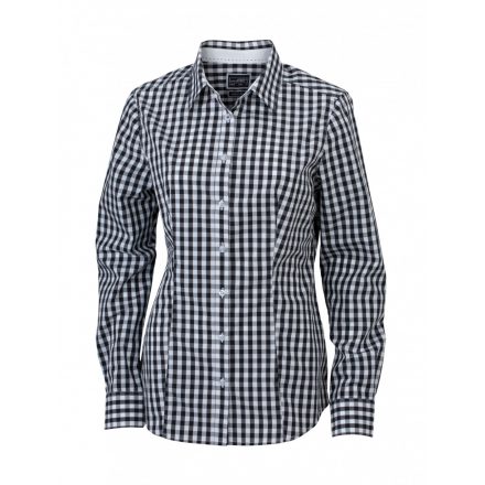 James&Nicholson J&N Ladies' Checked Blouse JN616 black/white XS