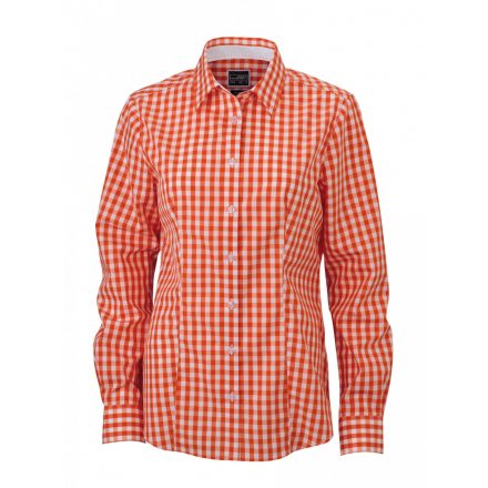 James&Nicholson J&N Ladies' Checked Blouse JN616 dark-orange/white L