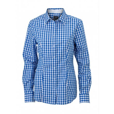 James&Nicholson J&N Ladies' Checked Blouse JN616 royal/white XS