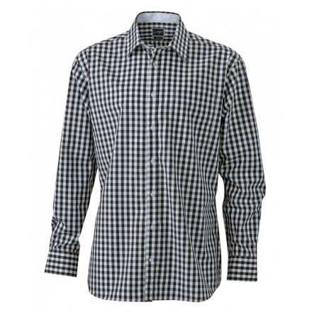 James&Nicholson J&N Men's Checked Shirt JN617 black/white L