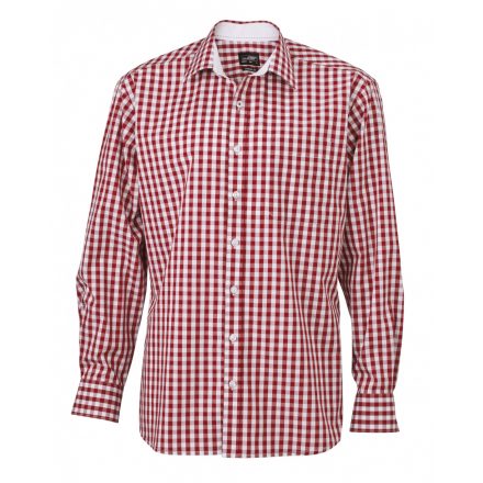 James&Nicholson J&N Men's Checked Shirt JN617 bordeaux/white 3XL