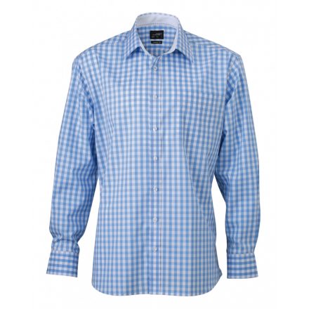 James&Nicholson J&N Men's Checked Shirt JN617 glacier-blue/white 3XL