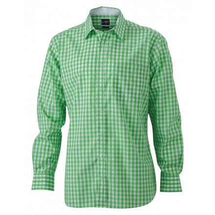 James&Nicholson J&N Men's Checked Shirt JN617 green/white L