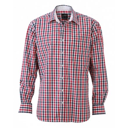 James&Nicholson J&N Men's Checked Shirt JN617 navy/red-navy-white 3XL