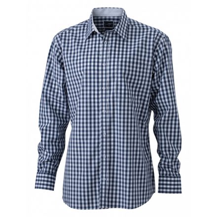 James&Nicholson J&N Men's Checked Shirt JN617 navy/white M