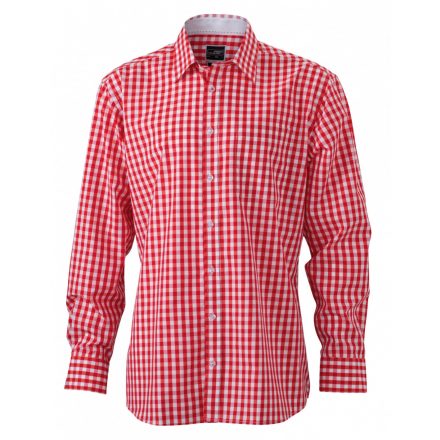 James&Nicholson J&N Men's Checked Shirt JN617 red/white L