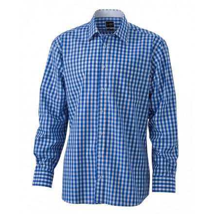 James&Nicholson J&N Men's Checked Shirt JN617 royal/white 3XL