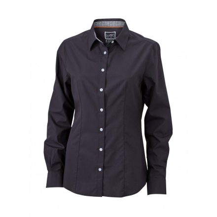 James&Nicholson J&N Ladies' Plain Shirt JN618 black/black-white L