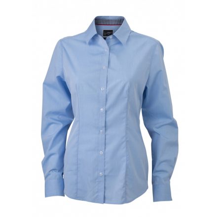 James&Nicholson J&N Ladies' Plain Shirt JN618 light-blue/navy-white L