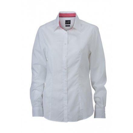 James&Nicholson J&N Ladies' Plain Shirt JN618 white/red-white XS