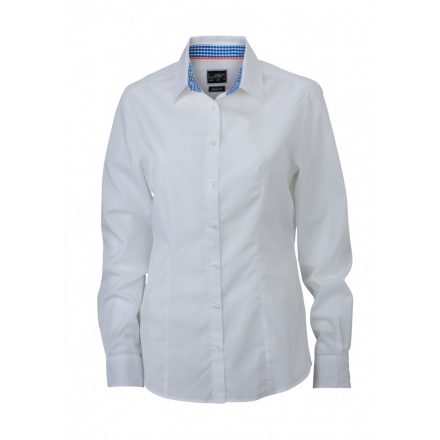 James&Nicholson J&N Ladies' Plain Shirt JN618 white/royal-white L