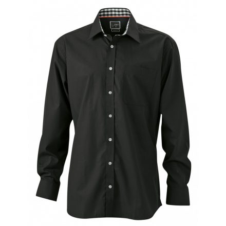 James&Nicholson J&N Men's Plain Shirt JN619 black/black-white 3XL