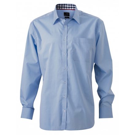 James&Nicholson J&N Men's Plain Shirt JN619 light-blue/navy-white L