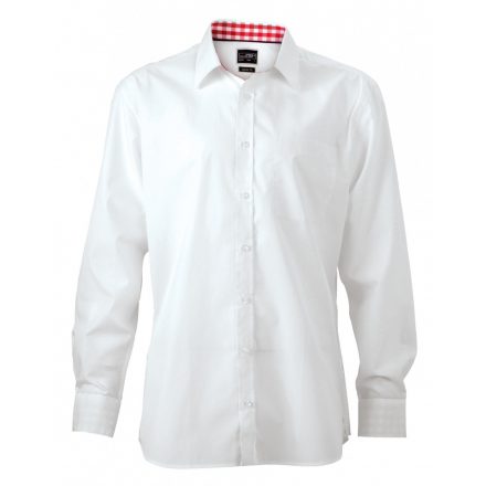 James&Nicholson J&N Men's Plain Shirt JN619 white/red-white 3XL