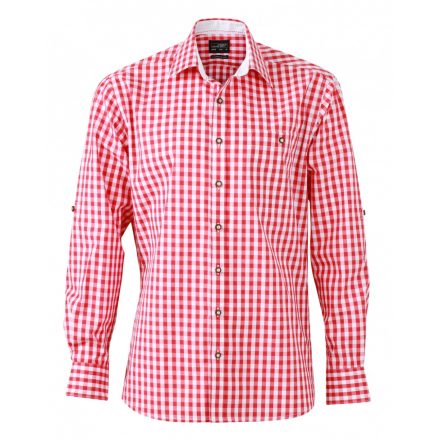 James&Nicholson J&N Traditional hosszú ujjú férfi ing JN638 red/white L