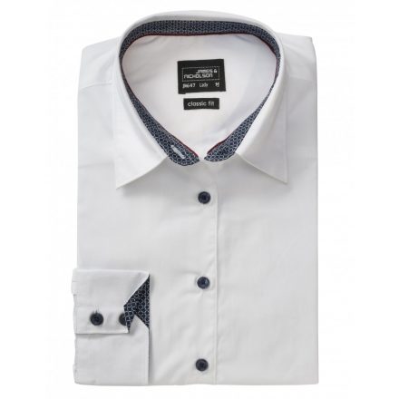 James&Nicholson J&N Plain hosszú ujjú női blúz JN647 white/navy-white L