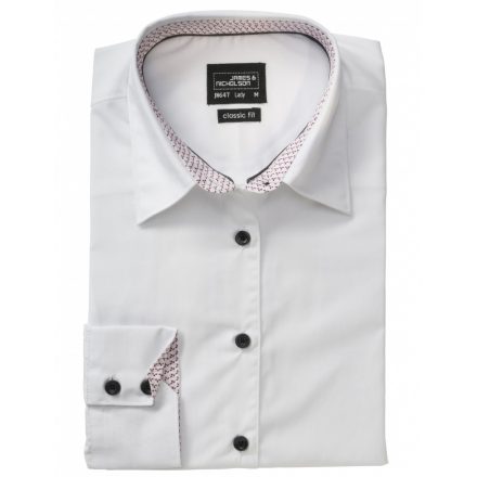 James&Nicholson J&N Plain hosszú ujjú női blúz JN647 white/white-red XXL