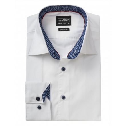 James&Nicholson J&N Plain hosszú ujjú ing JN648 white/blue-white 3XL