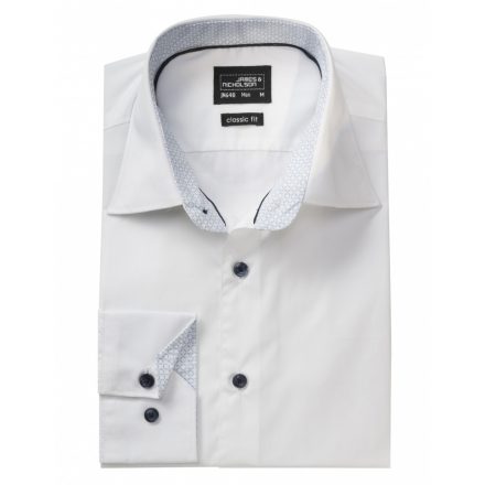 James&Nicholson J&N Plain hosszú ujjú ing JN648 white/white-light-blue 3XL