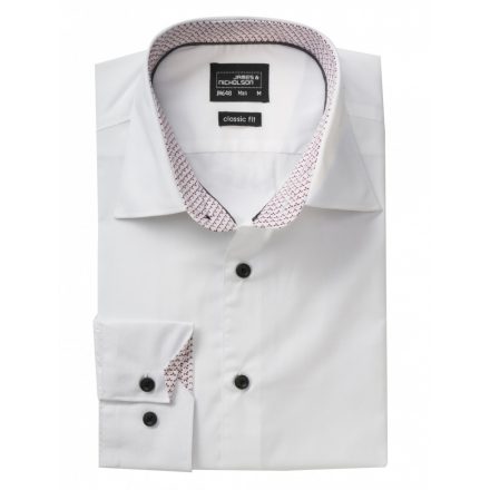 James&Nicholson J&N Plain hosszú ujjú ing JN648 white/white-red 3XL