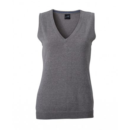 James&Nicholson J&N Ladies' V-nyakú kötött mellény JN656 grey-heather XXL