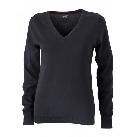 James&Nicholson J&N Ladies' V-Neck Pullover JN658 black L