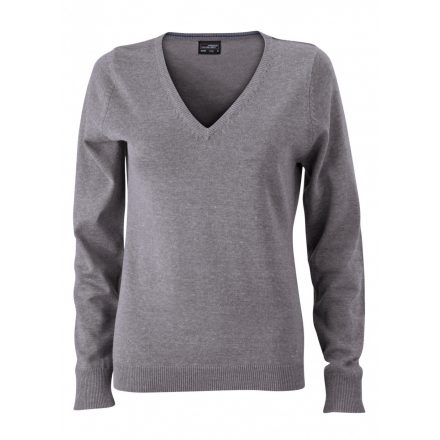 James&Nicholson J&N Ladies' V-Neck Pullover JN658 grey-heather XS