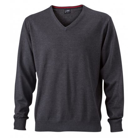 James&Nicholson J&N Men's V-Neck Pullover JN659 anthracite-melange  cirmos szürke 3XL