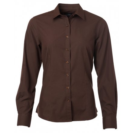 James&Nicholson Hosszú ujjú poplin blúz JN677 brown 3XL