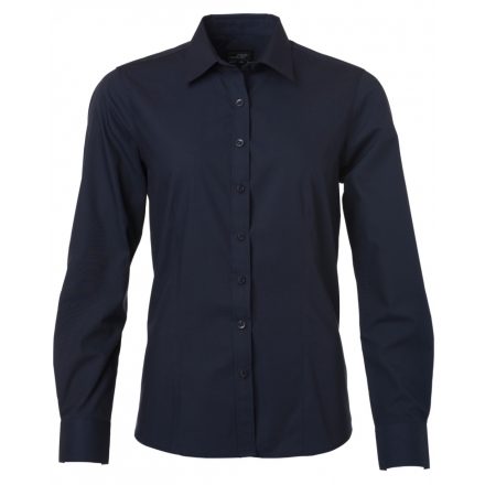 James&Nicholson Hosszú ujjú poplin blúz JN677 navy 3XL