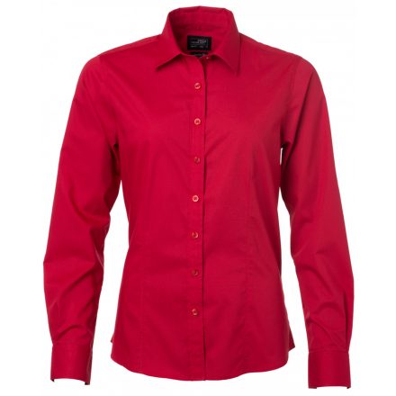 James&Nicholson Hosszú ujjú poplin blúz JN677 red XXL