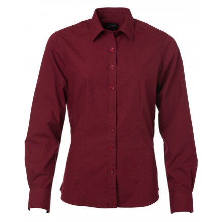 James&Nicholson Hosszú ujjú poplin blúz JN677 wine 3XL