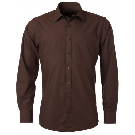 James&Nicholson Hosszú ujjú poplin ing JN678 brown 3XL