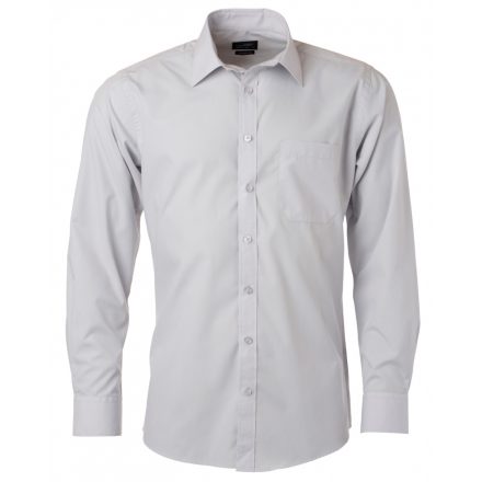 James&Nicholson Hosszú ujjú poplin ing JN678 light-grey 3XL