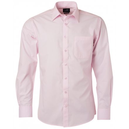 James&Nicholson Hosszú ujjú poplin ing JN678 light-pink 3XL