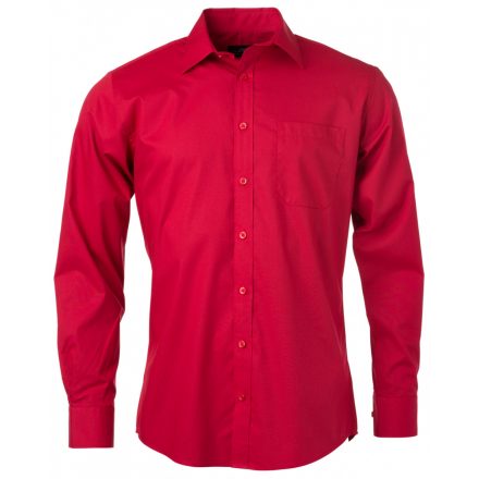 James&Nicholson Hosszú ujjú poplin ing JN678 red 3XL