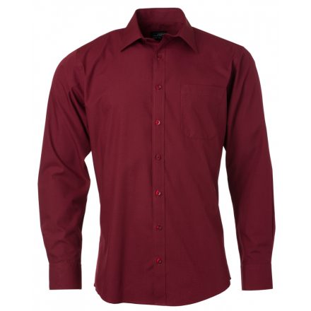 James&Nicholson Hosszú ujjú poplin ing JN678 wine 3XL